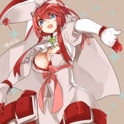Rule 34 | 1girl, :d, ahoge, bad id, bad pixiv id, blue eyes, blush stickers, bow, bra, bracelet, breasts, bridal veil, cleavage, clover, ascot, dress, elphelt valentine, four-leaf clover, guilty gear, guilty gear xrd, hairband, hyakuhachi (over3), jewelry, large breasts, long sleeves, looking at viewer, open mouth, pink bow, puffy long sleeves, puffy sleeves, red bra, red hair, short hair, smile, solo, sparkle, spikes, twitter username, underwear, veil, white dress