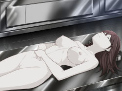 Rule 34 | 1girl, artist request, autopsy, breasts, corpse, death, closed eyes, kimi no suizou wo tabetai, long hair, lying, morgue, nipples, nude, pale skin, pussy, solo, yamauchi sakura