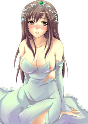Rule 34 | 00s, 1girl, bare shoulders, blush, breasts, brown eyes, brown hair, cleavage, crown, crying, crying with eyes open, cum, dress, elbow gloves, facial, final fantasy, final fantasy ix, flieger, garnet til alexandros xvii, gloves, gown, hat, long hair, nipple slip, nipples, official alternate costume, photoshop (medium), princess, sitting, solo, tears, tiara, torn clothes