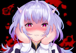 Rule 34 | 1girl, absurdres, ayatsuki (luna0707), blush, brown eyes, commentary request, fate/grand order, fate/grand order arcade, fate (series), hands on own cheeks, hands on own face, heart, heart-shaped pupils, highres, horns, long hair, looking at viewer, merlin (fate/prototype), merlin (fate/prototype) (second ascension), silver hair, solo, symbol-shaped pupils, upper body, yandere