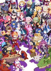 Rule 34 | 6+boys, 6+girls, :o, absolutely everyone, annotated, archer (disgaea), armor, bare shoulders, between breasts, bieko (disgaea), black armor, black hair, black headwear, black shorts, blonde hair, blue eyes, blue hair, blue headwear, blue skin, blunt bangs, bodysuit, boots, bow, breasts, brooch, brown headwear, cerberus (disgaea), chusendol (disgaea), circlet, colored skin, cowboy hat, crab, creature, curly hair, disgaea, dragon, dragon (disgaea), dress, dress bow, etna (disgaea), everyone, evil eye (disgaea), expressionless, flonne, flonne (fallen angel), full armor, god of destruction (disgaea), goggles, goggles on head, greaves, green hair, green skin, grey hair, grin, gun, gunner (disgaea), hair over eyes, harada takehito, hat, head wings, heart, heart brooch, heavy knight (disgaea), high ponytail, highres, holding, holding gun, holding polearm, holding sword, holding wand, holding weapon, hood, hoodie, horns, horseman (disgaea), ivar (disgaea), jewelry, jitome, laharl, large breasts, legs apart, long hair, lucky board (disgaea), mage (disgaea), magic knight (disgaea), magical girl, majolaine (disgaea), makai senki disgaea 6, male brawler (disgaea), male healer (disgaea), male warrior (disgaea), mecha girl (disgaea), melodia (disgaea), multicolored hair, multiple boys, multiple girls, navel, necktie, necktie between breasts, nijino piyori, ninja (disgaea), official art, open mouth, orange hair, peaked cap, pincer shell (disgaea), pink bow, pink hair, pointy ears, polearm, prinny, psychic (disgaea), purple dress, purple hair, red bodysuit, red eyes, red footwear, red hair, red hoodie, red necktie, red shorts, ronin (disgaea), sarashi, sea angel (disgaea), shoes, short dress, short hair, shorts, single horn, skin-covered horns, smile, sneakers, standing, streaked hair, succubus (disgaea), sword, thief (disgaea), thigh boots, topless male, two-tone hair, waist bow, wand, weapon, white bow, white hair, white headwear, white skin, winged warrior (disgaea), wings, yellow eyes, zed (disgaea), zombie, zombie (disgaea)
