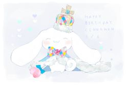 Rule 34 | cape, cinnamoroll, closed eyes, crown, gradient background, highres, nishihara isao, no humans, pale color, sanrio, smile, solo