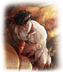 Rule 34 | 2boys, abs, after fellatio, animal collar, artist name, bara, black hair, collar, commission, completely nude, cum, cum in mouth, erection, facial, gunnar (lustful desires), kagami06art, kneeling, large pectorals, lustful desires, male focus, male pubic hair, multiple boys, muscular, muscular male, navel, nipples, nude, original, outdoors, pectorals, penis, pubic hair, short hair, tongue, tongue out, undercut, yaoi