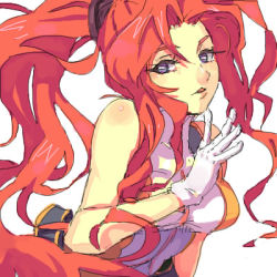 Rule 34 | 1girl, antenora victoria, belt, borogove, breasts, gloves, long hair, lowres, ponytail, red hair, smile, solo, wild arms, wild arms 2