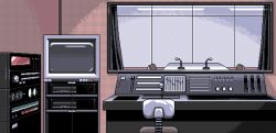 Rule 34 | 1990s (style), 4bpp, akiko gold, aliasing, chair, crt, curtains, game cg, indoors, microphone, no humans, office chair, pc98, retro artstyle, swivel chair, tagme, television