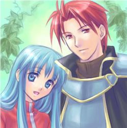 Rule 34 | aqua eyes, aqua hair, armor, blue eyes, blue hair, couple, eirika (fire emblem), fire emblem, fire emblem: the sacred stones, green theme, happy, head on another&#039;s shoulder, knight, leaf, long hair, lowres, nintendo, open mouth, princess, red eyes, red hair, seth (fire emblem), short hair, smile