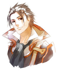 Rule 34 | 1boy, ai (warekaku), alvin (tales), brown eyes, brown hair, coat, collar, ascot, face, male focus, messy hair, smile, solo, tales of (series), tales of xillia, white background