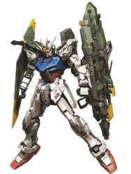 Rule 34 | 3d, commentary, english commentary, floating, gun, gundam, gundam seed, holding, holding gun, holding weapon, launcher strike gundam, looking down, mecha, mobile suit, robot, sandrum, science fiction, solo, strike gundam, v-fin, weapon, white background, yellow eyes