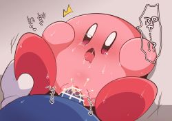 Rule 34 | 1boy, 1girl, alternate eye color, blush, censored, clitoris, colored skin, drooling, erect clitoris, face-to-face, feet, full-face blush, gloves, head out of frame, heart, heart-shaped pupils, hetero, kirby, kirby (series), large penis, lying, meta knight, missionary, moaning, nintendo, no humans, on back, open mouth, penis, pink eyes, pointless censoring, pussy, saliva, sex, simple background, solo focus, subaru331, sweat, symbol-shaped pupils, tearing up, tears, vaginal, wide-eyed