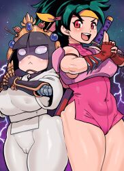 Rule 34 | 2girls, absurdres, android, breasts, cameltoe, cleft of venus, highres, large breasts, medium breasts, minamiaomori, multiple girls, pussy, robot, the ninja warriors, thick thighs, thighs, yaksha (the ninja warriors)