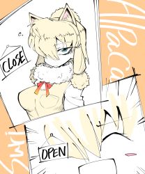 Rule 34 | 10s, 1girl, :d, ^ ^, alpaca ears, alpaca suri (kemono friends), animal ears, bad id, bad pixiv id, bags under eyes, blonde hair, blue eyes, blush stickers, breast pocket, breasts, character name, close-up, closed eyes, closed mouth, emphasis lines, english text, closed eyes, frown, hair over one eye, kemono friends, looking at viewer, medium breasts, multiple views, nuka cola06, open mouth, pocket, sign, smile, tsurime, vest, yellow vest