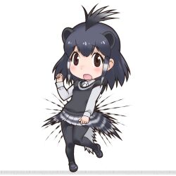 Rule 34 | 1girl, african porcupine (kemono friends), black eyes, black hair, highres, kemono friends, looking at viewer, necktie, official art, open mouth, short hair, simple background, solo, tachi-e, yoshizaki mine