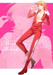 Rule 34 | 10s, 1boy, bad id, bad pixiv id, barnaby brooks jr., blonde hair, boots, full body, glasses, green eyes, ichinasu, male focus, nipples, solo, tiger &amp; bunny, track suit