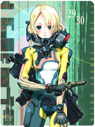 Rule 34 | 1girl, blonde hair, blue eyes, gun, handgun, nagasawa shin, original, revolver, solo, weapon