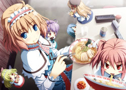 Rule 34 | 1girl, ahoge, akashio (loli ace), alice margatroid, apron, blonde hair, blue eyes, blue hair, blush, blush stickers, bow, bowl, brown hair, capelet, chopsticks, cube, doll, dress, eating, female focus, floor, food, food in mouth, hair bow, hairband, holding, kamaboko, light purple hair, long hair, long sleeves, matching hair/eyes, meandros, meat, narutomaki, noodles, nori (seaweed), open mouth, peeking out, perspective, pink hair, purple hair, ramen, red eyes, red hair, salt shaker, sash, shanghai doll, short hair, sitting, smile, solo, table, tissue, touhou, twintails, wings