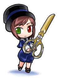 Rule 34 | 00s, chibi, chibi only, hat, heterochromia, oversized object, rozen maiden, scissors, simple background, solo, souseiseki, tagme, top hat, white background