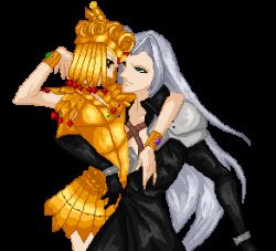 Rule 34 | 1990s (style), bishoujo senshi sailor moon, bracelet, crossover, final fantasy, final fantasy vii, gloves, gold, jewelry, lowres, sailor galaxia, sephiroth, silver hair