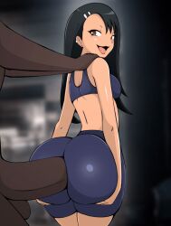 Rule 34 | 1boy, 1girl, anal, animated, animated gif, ass, ass focus, black hair, bouncing ass, breasts, brown eyes, curvy, dark-skinned male, dark skin, gym, gym shirt, gym uniform, huge ass, huge penis, ijiranaide nagatoro-san, large penis, looking back, medium breasts, nagatoro hayase, naughty face, penetration through clothes, penis, sex, shirt, standing, standing sex, stomach bulge, testicles, thick thighs, thighs, wide hips, zonen404
