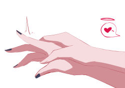 Rule 34 | 2girls, ^^^, black nails, close-up, halo, hand focus, heart, highres, multiple girls, nail polish, original, out of frame, shimmer, simple background, spoken heart, white background, yuri