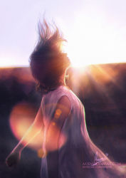 Rule 34 | 1girl, artist name, axsen, derivative work, dress, from side, hair over eyes, lens flare, looking up, original, profile, realistic, signature, solo, sun, sunlight, watermark, web address, white dress