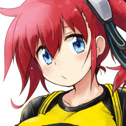 Rule 34 | 1girl, aiba ami, blue eyes, blush, digimon, lowres, red hair, solo