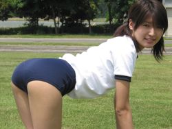 Rule 34 | asian, ass, bent over, buruma, gym uniform, photo (medium), smile