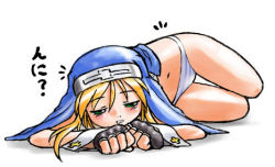 Rule 34 | 1boy, arc system works, blue panties, bridget (guilty gear), dr.p, guilty gear, guilty gear xx, lowres, lying, male focus, on side, panties, solo, striped clothes, striped panties, thigh gap, thighs, trap, underwear