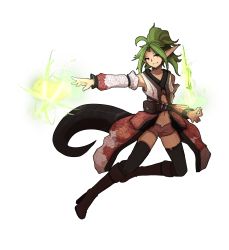 Rule 34 | 1girl, absurdres, ahoge, belt, black thighhighs, boots, brown belt, brown footwear, brown shorts, closed mouth, clothing request, collarbone, commentary, detached sleeves, english commentary, female focus, full body, green hair, high heel boots, high heels, highres, knee boots, kyva yamaito (shuuko), long hair, long sleeves, looking at viewer, magic, navel, open clothes, open shorts, original, parted bangs, pointy ears, pubic tattoo, shorts, shuuko (s h uuko), simple background, skindentation, smile, snake tail, solo, tail, tattoo, thighhighs, white background