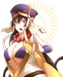 Rule 34 | 1girl, akaji (alpha0107), beads, bikini, bikini top only, black hair, blush, breasts, cleavage, earrings, fate/grand order, fate (series), hat, highres, jewelry, large breasts, long hair, necklace, prayer beads, solo, swimsuit, xuangzang sanzang (fate)