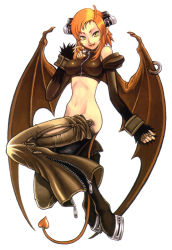 Rule 34 | 1girl, character request, demon girl, demon tail, detached sleeves, female focus, hooves, leather, midriff, no panties, solo, square enix, star ocean, star ocean till the end of time, demon girl, tail, wings