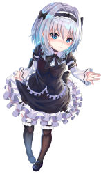 Rule 34 | 10s, 1girl, absurdres, bad anatomy, black bow, black choker, black dress, black thighhighs, blue eyes, blue footwear, blush, bow, choker, closed mouth, dress, full body, gatari, gothic lolita, hair between eyes, hair bow, hairband, highres, layered sleeves, lolita fashion, long sleeves, mary janes, puffy short sleeves, puffy sleeves, ryuuou no oshigoto!, shoes, short over long sleeves, short sleeves, silver hair, simple background, solo, sora ginko, standing, thighhighs, white background