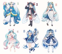 Rule 34 | 6+girls, :o, absurdres, ahoge, anchor print, animal print, aqua eyes, aqua hair, aqua ribbon, aqua skirt, arm behind back, aryuma772, badge, barefoot, beads, beamed eighth notes, belt, black footwear, black gloves, black legwear, black neckwear, black shorts, bloomers, blouse, blue coat, blue dress, blue eyes, blue hair, blue jacket, blue kimono, blue legwear, boots, borrowed design, bow, bowtie, braid, buttons, clam shell, cloud hair, coat, coat on shoulders, collar, collared shirt, colored tips, commentary, crab print, double-breasted, dress, eighth note, epaulettes, fish print, flag, food-themed hair ornament, frilled dress, frilled kimono, frills, full body, fur-trimmed boots, fur-trimmed coat, fur-trimmed skirt, fur trim, geta, gloves, gradient hair, hair bow, hair ornament, hair ribbon, hair stick, hand on own hip, hand up, happi, harp, hat, hatsune miku, headphones, highres, holding, holding flag, holding instrument, holding spoon, holding wand, instrument, jacket, japanese clothes, kimono, knee boots, leg ribbon, light blue hair, long hair, looking at viewer, military, military uniform, miniskirt, multicolored hair, multiple girls, multiple persona, musical note, musical note print, naval uniform, necktie, obi, open clothes, open coat, open mouth, peaked cap, pink collar, pink hair, pink pupils, pink ribbon, pink skirt, pleated skirt, red hair, red legwear, red ribbon, red shirt, ribbon, roe, rope, sailor collar, sailor hat, salute, sash, scallop, school uniform, sea angel girl, see-through, see-through skirt, seigaiha, shamoji, shell hair ornament, shirt, shiso (plant), shorts, skirt, smile, snowflake hair ornament, snowflake print, spoon, staff (music), standing, standing on one leg, star (symbol), star hair ornament, star print, striped clothes, striped legwear, striped thighhighs, tabi, thighhighs, twintails, underwear, uniform, very long hair, vocaloid, wand, wasabi, wave print, white background, white coat, white footwear, white hair, white headwear, white kimono, white legwear, white shirt, wide sleeves, wings, yuki miku, yuki miku (2022), yuki miku (2022) (candidate no.1), yuki miku (2022) (candidate no.3), yuki miku (2022) (candidate no.4), yuki miku (2022) (candidate no.5), yuki miku (2022) (candidate no.6), zettai ryouiki