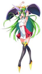 Rule 34 | 1girl, absurdres, arc system works, artist request, blazblue, blazblue: central fiction, blush, breasts, c.c., code geass, cosplay, detached sleeves, green hair, hades izanami, hades izanami (cosplay), headgear, helmet, highres, long hair, looking at viewer, medium breasts, mikado (blazblue), mikado (blazblue) (cosplay), parted lips, shiny clothes, shiny skin, skirt, solo, thighhighs, transparent background, very long hair, voice actor connection, yukana