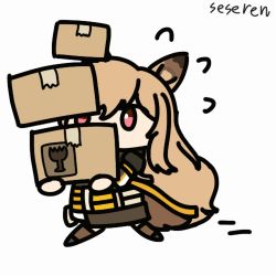 Rule 34 | 1girl, animal ears, animated, animated gif, arknights, box, carrying, ceobe (arknights), fox ears, lowres, running, seseren
