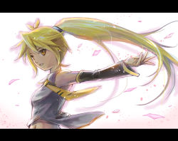 Rule 34 | 1girl, akita neru, antenna hair, blonde hair, breasts, detached sleeves, letterboxed, long hair, necktie, petals, ponytail, saturn-freak, small breasts, vocaloid, yellow eyes, yellow necktie