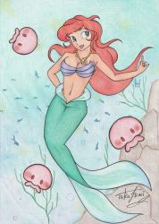 Rule 34 | 1girl, ariel (disney), blue eyes, disney, mermaid, monster girl, red hair, the little mermaid