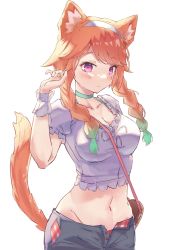 Rule 34 | 1girl, animal ears, blush, bow choker, breasts, casual, cat ears, cat tail, cleavage, closed mouth, collarbone, duplicate, feathers, gradient hair, highres, hololive, hololive english, holomyth, large breasts, light blush, looking at viewer, medium breasts, multicolored hair, navel, official alternate costume, orange hair, purple eyes, shaded face, shironekokfp, simple background, solo, tail, takanashi kiara, takanashi kiara (casual), virtual youtuber, white background