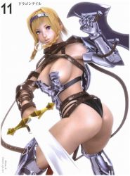 Rule 34 | 1girl, 3d, ass, breasts, cowboy shot, female focus, leina, m-rs, queen&#039;s blade, solo, spread legs, standing, tagme, white background