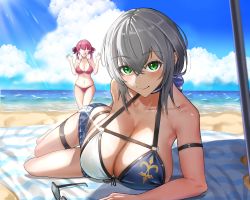 Rule 34 | + +, 2girls, :q, absurdres, akiaki aki, bare shoulders, beach, beach towel, beach umbrella, bikini, blue sky, blush, breasts, cleavage, closed mouth, cloud, collarbone, commentary request, day, green eyes, hair between eyes, hair ribbon, halterneck, hands up, highres, hololive, horizon, houshou marine, houshou marine (summer), large breasts, long hair, looking at viewer, lotion, lotion bottle, lying, multiple girls, navel, ocean, open mouth, outdoors, red eyes, red hair, ribbon, sand, shiny skin, shirogane noel, shirogane noel (summer 2020), short hair, sidelocks, silver hair, sky, smile, sparkle, sparkling eyes, standing, string bikini, sunglasses, sunscreen, swimsuit, thighs, tongue, tongue out, towel, twintails, umbrella, virtual youtuber, yellow eyes