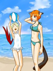 Rule 34 | animal ears, breasts, breath of fire, breath of fire v, cat ears, cleavage, commentary request, full-body tattoo, multiple girls, short hair, tagme, tattoo