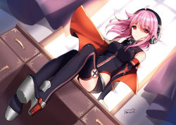 Rule 34 | 1girl, ahoge, arm at side, arm support, backlighting, between breasts, bison cangshu, black skirt, black thighhighs, blurry, breasts, cape, cross, curtains, depth of field, desk, detached sleeves, drawer, dutch angle, eyebrows, from below, full body, hair between eyes, head tilt, headphones, high heels, indoors, long hair, looking at viewer, md5 mismatch, miniskirt, on desk, pink hair, remodel (warship girls r), resolution mismatch, shade, signature, sitting, on desk, skirt, solo, source smaller, thighhighs, tirpitz (warship girls r), turtleneck, wall, warship girls r, wind, window