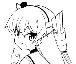Rule 34 | 1girl, amatsukaze (kancolle), ataru (ataru-littlebird), commentary request, from behind, greyscale, hair tubes, hat, kantai collection, lifebuoy ornament, lineart, looking at viewer, looking back, mini hat, monochrome, sailor collar, smokestack hair ornament, solo, two side up, upper body