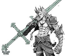 Rule 34 | 1boy, abs, armor, belt, black sclera, blood, closed mouth, colored sclera, cowboy shot, cropped jacket, crown, gauntlets, greatsword, grey background, hicham habchi, highres, holding, holding sword, holding weapon, jacket, league of legends, official art, open clothes, open jacket, over shoulder, pants, ruined king: a league of legends story, scar, short hair, shoulder armor, simple background, solo, sword, viego (league of legends), weapon, weapon over shoulder, white background