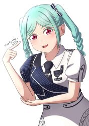 Rule 34 | 1girl, absurdres, birthday, dated, green hair, happy birthday, highres, katatami club, looking at viewer, love live!, love live! superstar!!, onitsuka tomari, purple eyes, short hair, short sleeves, smile, solo, standing, twintails