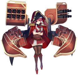 Rule 34 | 1girl, absurdres, azur lane, belt, bicorne, black coat, black hat, black thighhighs, bodysuit, bodysuit under clothes, boots, breast hold, breasts, cannon, cleavage, coat, covered navel, crossed arms, epaulettes, eyepatch, gloves, gradient hair, hair ribbon, hat, high heel boots, high heels, highres, hololive, houshou marine, huge filesize, jacket, jacket on shoulders, jewelry, knee boots, large breasts, looking at viewer, medium hair, midriff, miniskirt, multicolored hair, neckerchief, original, oshiruko (oshiruco 212048), pendant, pirate hat, pleated skirt, purple hair, red eyes, red footwear, red hair, red skirt, ribbon, rigging, see-through, see-through cleavage, ship, simple background, skirt, smile, solo, thighhighs, thighs, twintails, two-tone hair, virtual youtuber, watercraft, white background, white gloves, zettai ryouiki
