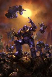 Rule 34 | 6+boys, adeptus astartes, aircraft, armor, gun, helicopter, highres, holding, holding weapon, jeff zhang, male focus, md5 mismatch, multiple boys, power armor, primaris space marine, resolution mismatch, source smaller, warhammer 40k, weapon
