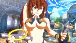 Rule 34 | 1girl, animal ears, animated, anime screenshot, aura, blazblue, blue sky, bouncing breasts, breasts, brown hair, dnf duel, dungeon and fighter, energy, fighting stance, glowing, looking to the side, makoto nanaya, midriff, miniskirt, monster girl, navel, pointsxt, screencap, skirt, sky, smile, squirrel ears, squirrel tail, stretching, tail, thong, underboob, video, wide hips