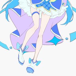 1girl aokaze_nana blue_boots blue_hair blue_shirt blue_skirt boots clear_glass_(mildmild1311) cure_wink high_heel_boots high_heels highres kimi_to_idol_precure long_hair magical_girl precure shirt skirt solo unfinished white_background