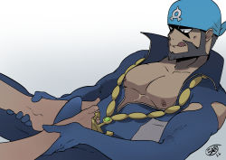 Rule 34 | 2boys, :q, absurdres, anchor necklace, archie (pokemon), bandana, bare pectorals, barefoot, beard, black hair, blue bandana, bodysuit, bulge, collarbone, commentary, commentary request, creatures (company), dark-skinned male, dark skin, erection, erection under clothes, facial hair, feet, footjob, game freak, highres, holding feet, jewelry, male focus, multiple boys, necklace, nintendo, nipples, pectorals, pokemon, pokemon oras, saury dog, smile, team aqua, toes, tongue, tongue out, torn bodysuit, torn clothes, two-footed footjob, yaoi