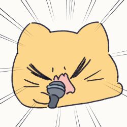 Rule 34 | &gt; &lt;, animal focus, animated, animated gif, blob (google), cat, commentary request, holding, holding microphone, microphone, music, no humans, open mouth, original, singing, umihio